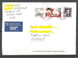 USA 2022 Air Mail Cover To Estonia O Holland Motorrad Motor Cycle Olympics Etc. - Covers & Documents