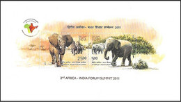 India 2011 2nd AFRICA-INDIAN SUMMIT - JOINT ISSUE - Elephants Animals Mammals Miniature Sheet MS MNH, P.O Fresh & Fine - Andere & Zonder Classificatie