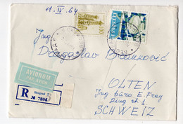 1965. YUGOSLAVIA,SERBIA,BELGRADE,AIRMAIL,REGISTERED COVER TO SWITZERLAND - Luchtpost