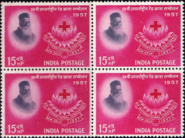 INDIA-1958- 19th INTERNATIONAL RED CROSS CENTENARY- BLOCK OF 4-MNH- SCARCE-B9-2026 - Unused Stamps