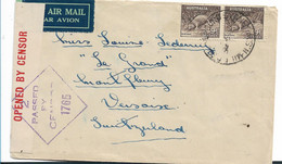 Aus460 / AUSTRALIEN - Playtypus (2 X) Auf Zensiertem Brief In Die Schweiz - Cartas & Documentos