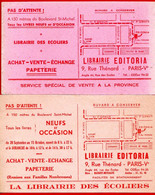 2 Buvards Librairie Editoria, Rue Thénard à Paris. - Stationeries (flat Articles)