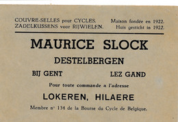 DESTELBERGEN  - RECLAME = MAURICE SLOCK  - ZADELKUSSEN VOOR RIJWIELEN    2 SCANS - Destelbergen