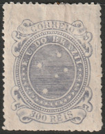 Brazil 1890 Sc 104b Bresil Yt 72a MH* Repaired Thin At Top Grey Blue - Ungebraucht
