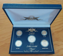 USA 2000 - 5 Pieces 24Kt Gold Plated Coin Set In Box - Colecciones