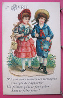 Carte 1er Avril -  Enfants Avec Bouquet Et Couronne De Fleurs - R/verso - Enfants