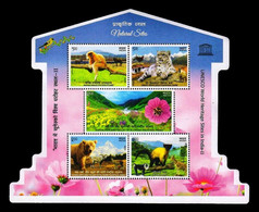 INDIA 2020 UNESCO World Heritage Sites Natural Sites, Flora And Fauna, ODD SHAPE MS MINIATURE SHEET MNH - Andere & Zonder Classificatie