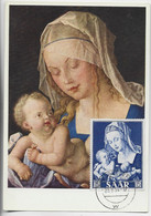 SAAR 15FR BLEU KARTE MAXIMUM ALBRECHT DURER SARREBRUCKEN 23.9.1954 - Maximum Cards