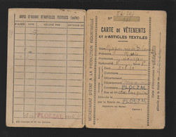 22 Ploezal  Carte De Vêtements Délivrée En 07/1942 Avec Tickets - Ploëzal