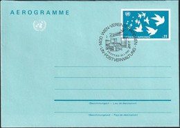 UNO WIEN 1987 Mi-Nr. LF 3 Ganzsache Luftpostfaltbrief Gestempelt EST - Covers & Documents