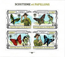 BURUNDI 2013 Mi 3153-3157A KLB BUTTERFLIES & SCOUTING MINT MINIATURE SHEET ** - Blokken & Velletjes