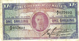 MALTA BRITISH 1 SHILLING PURPLE MAN KGVI HEAD FRONT UNIFACE ND(1943) P16 F READ DESCRIPTION !! - Malta