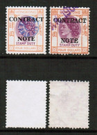 HONG KONG   $4.00 DOLLAR CONTRACT NOTE FISCAL USED (2 COLOR VARIETIES) (CONDITION AS PER SCAN) (Stamp Scan # 828-14) - Francobollo Fiscali Postali