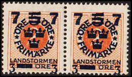 1918. Landstorm III. 7+3 On 5+Fem Öre On 2 ö Orange Wmk Wavy Lines. + KPV. FACIT 126cz. Unusu... (Michel 115) - JF525575 - Unused Stamps