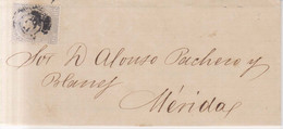 Año 1872 Edifil 122 Amadeo I  Carta  Matasellos Don Benito Badajoz  Angel Soriano - Brieven En Documenten
