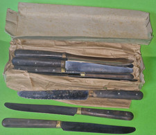 Ancien Service 12 COUTEAUX - Manche Bois - Lame Inox  - " Neuf De Stock Et Laissé Dans Leur Jus" - Vers 1930 - Knives