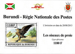 BURUNDI 2013 Mi 3244A BIRDS OF PREY WHITE-BACKED VULTURE MINT MINIATURE SHEET ** - Blokken & Velletjes