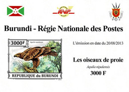 BURUNDI 2013 Mi 3246B BIRDS OF PREY STEPPE EAGLE MINT IMPERFORATED MINIATURE SHEET ** - Blocks & Sheetlets