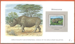 ANIMAUX RHINOCEROS CAMEROUN CARTE DE 1979 - Cajas Para Sellos