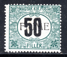 1130.ITALY,HUNGARY,FIUME,1918 50f. POSTAGE DUE,MH,SIGNED - Fiume & Kupa