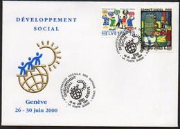 UNO Genf + Schweiz 2000   Kombi- Frankatur Développement Social - Covers & Documents
