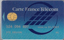 1-CARTE FRANCE TELECOM-PUCE SOL C-NATIONALE-Exp01/2003-TBE - Pastel Cards