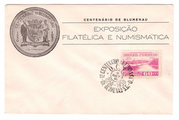 BRASIL. Centenario De Blumenau (1950). Sobre Conmemorativo Exposición Filatélica Y Numismática.. - Markenheftchen