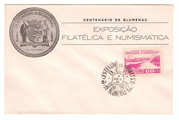 BRASIL. Centenario De Blumenau (1950). Sobre Conmemorativo Exposición Filatélica Y Numismática. - Booklets