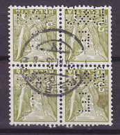 Switzerland Perfin Perforé Lochung 'B&C/E' Benziger & Co AG, Verlagsanstalt, Einsiedeln 1935 Cancel 4-Block (2 Scans) - Gezähnt (perforiert)