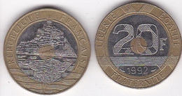 20 Francs Mont Saint Michel 1992 V Ouvert , 5 Rangées , Bimétallique Bicolore - 20 Francs