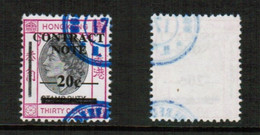 HONG KONG   20 CENT CONTRACT NOTE FISCAL USED OVERPRINT ERROR (CONDITION AS PER SCAN) (Stamp Scan # 829-3) - Postal Fiscal Stamps