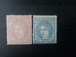 ESPAGNE. 1870. Regence . N° 102 Et 107 NEUFS .   Côte YT 2020 : 24,00 € - Unused Stamps