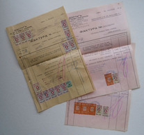 Bulgaria Lot Of 3 Document, Selection Ww2-1940s With Rare Color Fiscal Revenue Stamps, Timbres Fiscaux Bulgarie (38481) - Timbres De Service