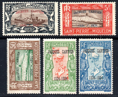 1135.ST.PIERRE.1934 JACQUES CARTIER # 160-164 MH,PENCIL MARKS - Unused Stamps