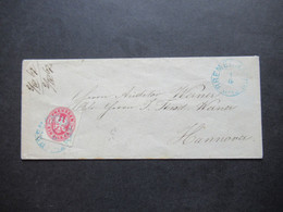 AD Preussen 1.4.1867 GA Kleiner Umschlag Mit Mi.Nr.16 EF Blauer Stempel K1 Bremerhafen (Nachverwendung Hannover ?!) - Lettres & Documents