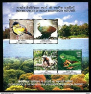 India 2012 Biodiversity Fauna Animals Birds Frog Monkey Nature Miniature Sheet MS MNH, P.O Fresh & Fine - Other & Unclassified