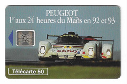 6 TL - TELECARTE  50 (FRANCE) 1993 -PEUGEOT  - 1er Aux 24 H Du Mans 92 Et 93 - 2014-...