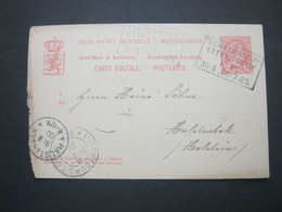 LUXEMBURG , Ganzsache  Mit Bahnpoststempel : ECHTERNACH - ETTELBRUCK, 1900 , Nach Deutschland - 1895 Adolphe De Profil