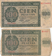 CRBS0556 LOTE DE 2 BILLETES ESPAÑA 100 PESETAS 1936 MC - 100 Pesetas