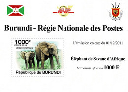 BURUNDI 2011 Mi 2030A AFRICAN SAVANNA ELEPHANT MINT MINIATURE SHEET ** - Blokken & Velletjes