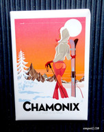 Magnet CHAMONIX Le Soleil Et La Neige - Skieuse - Toerisme