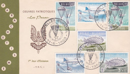 Enveloppe FDC 1133 à 1138 Parachutisme Avion Aircraft Airplane Skydiving Oeuvres Patriotiques Les Paras - 1951-1960