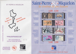 Enveloppe  FDC  Grand  Format  1er  Jour   SAINT  PIERRE  MIQUELON   Bloc  Feuillet    PHILEXFRANCE  1999 - FDC