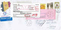 Lettre Andorra Adressée à Tokyo Pendant épidémie Covid-19,  RETOUR To Roissy Picac. Deux Photos Recto-verso - Brieven En Documenten