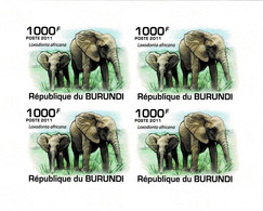 BURUNDI 2011 Mi 2030B KLB AFRICAN SAVANNA ELEPHANT MINT IMPERFORATED MINIATURE SHEET ** - Blocks & Sheetlets