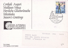 SAN MARINO - CARTOLINA DI AUGURI 1987 DA LIRE 500 - MUSEO ALL'APERTO - Lettres & Documents