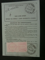 FRANCE LETTRE ENVELOPPE COURRIER ORDRE REEXPEDITION DEFINITIF TIMBRE DISTRIBUTEUR VIGNETTE AFFRANCHISSEMENT TROYES AUBE - Brieven En Documenten