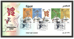 Egypt - 2012 - FDC - ( Olympic Games, London 2012 ) - Complete Set - Strip Of 5 - Covers & Documents