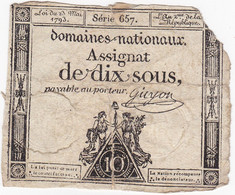 France - Assignat De 10 Sous - 23 Mai 1793 - Série 657 - Signature Guyon - Assignate