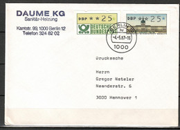 Berlin; ATM (FDC): MiNr. 1 + Bund Nr. 1, Auf Portoger. Drucksache Von Berlin Nach Hannover; F-253 - Timbres De Distributeurs [ATM]